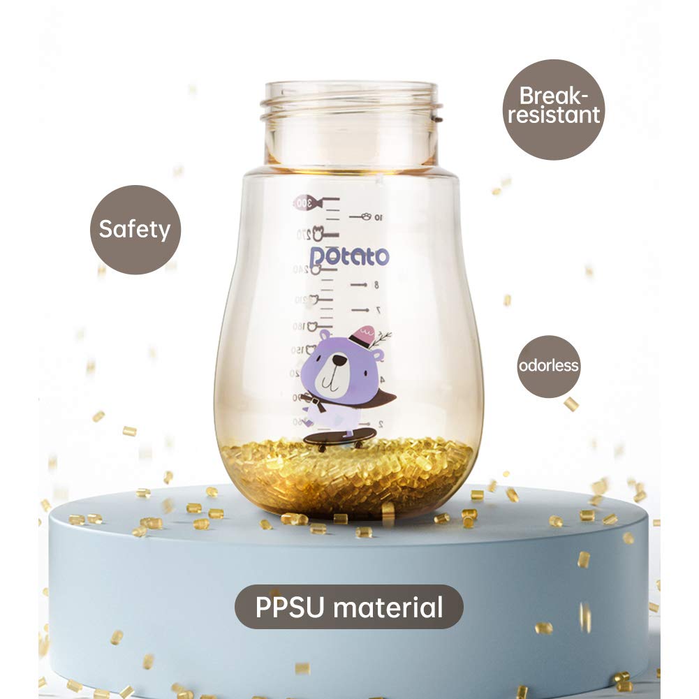 POTATO Sippy Cups For Toddlers with Straw Spill Proof, PPSU Learner Cup with Handle for Babies, Water Bottle for Baby 6 Months with 2 Type of Spout, 6 Ounce Green