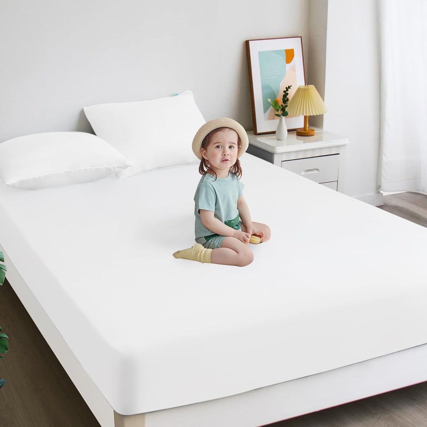 2 Pack Queen Mattress Protector Waterproof, Noiseless & Soft Coverage Queen Size Mattress Cover Fitted Sheets with Deep Pocket up to 14", Super Breathable & Easy Wash Mattress Protector