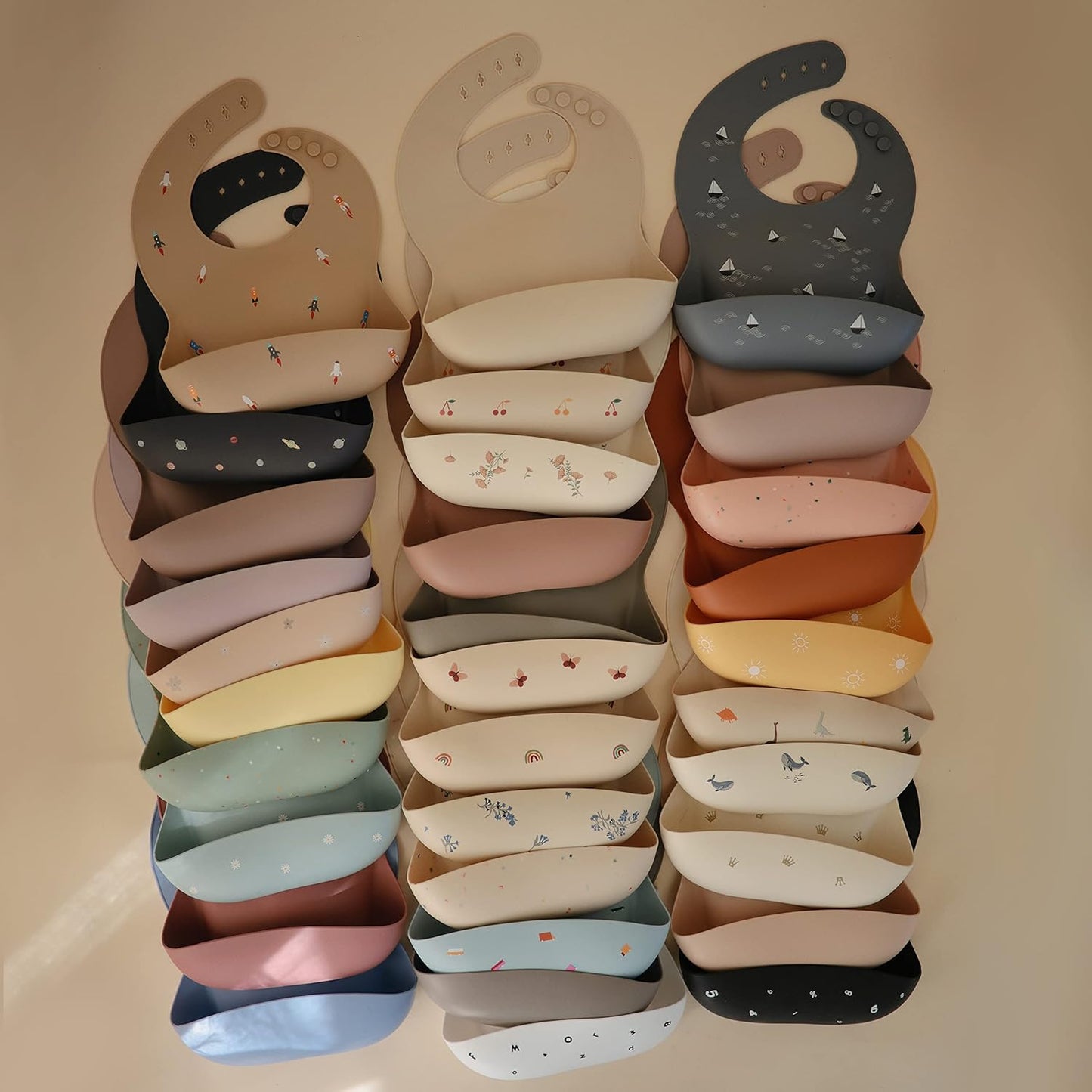 mushie Silicone Baby Bib | Adjustable Fit Waterproof Bibs (Silver Sage)