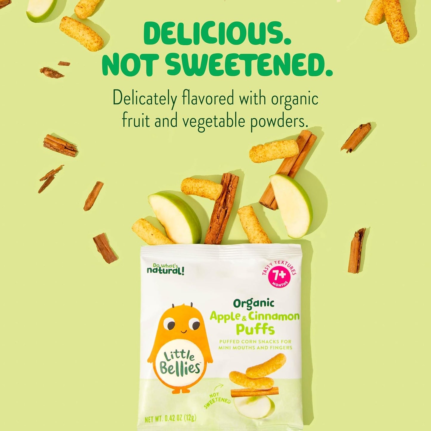 Little Bellies Organic Apple & Cinnamon Puffs Baby Snack (Pack of 18 x 0.42 oz Individual Packs)