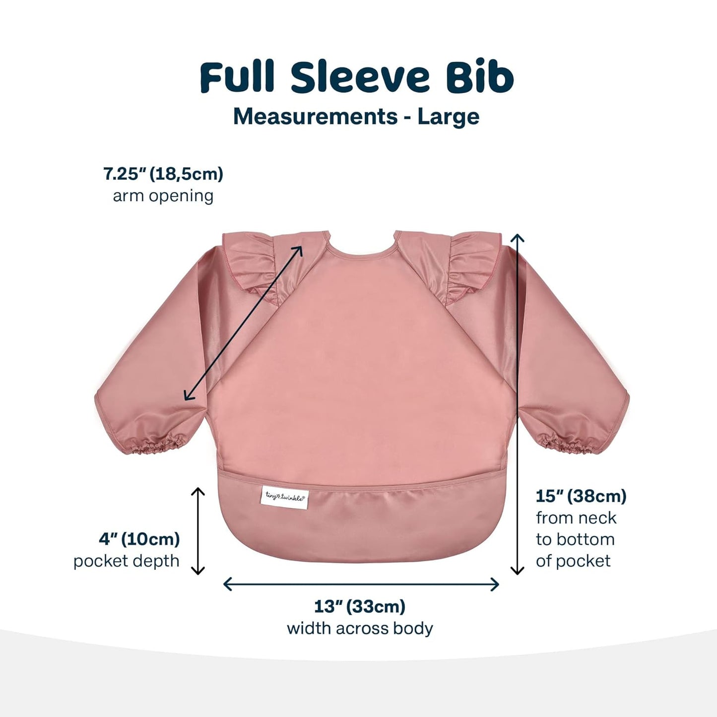 Tiny Twinkle Mess Proof Baby Bib,Waterproof Smock Baby Bib for Eating,Machine Washable Long Sleeve Bib,Baby Led Weaning,Toddler Bib,BLW Supplies(Taupe, Large 2-4 Years)