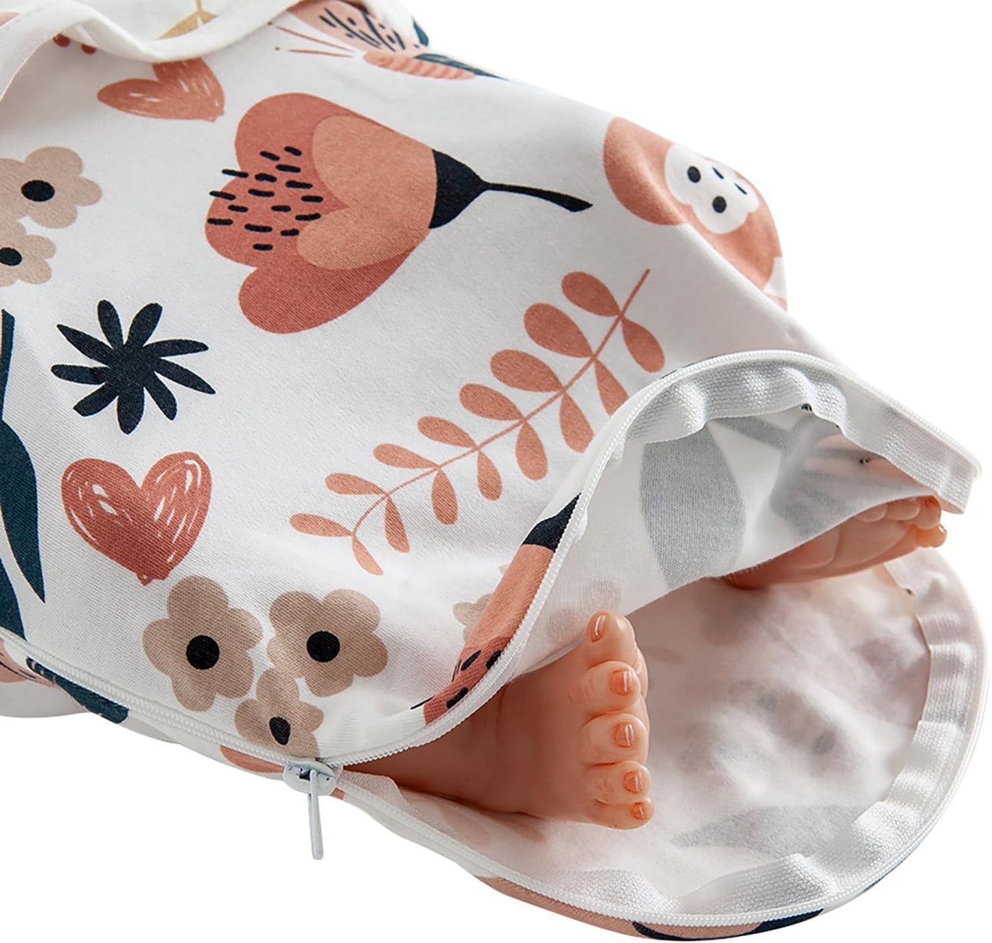 HOUSBAY 100% Cotton Baby Swaddle Sleep Sacks for Newborn Swaddling Blankets Adjustable 2-Way Zipper 1 Pac (Red Flower, Medium/Large | 3-6 Months)