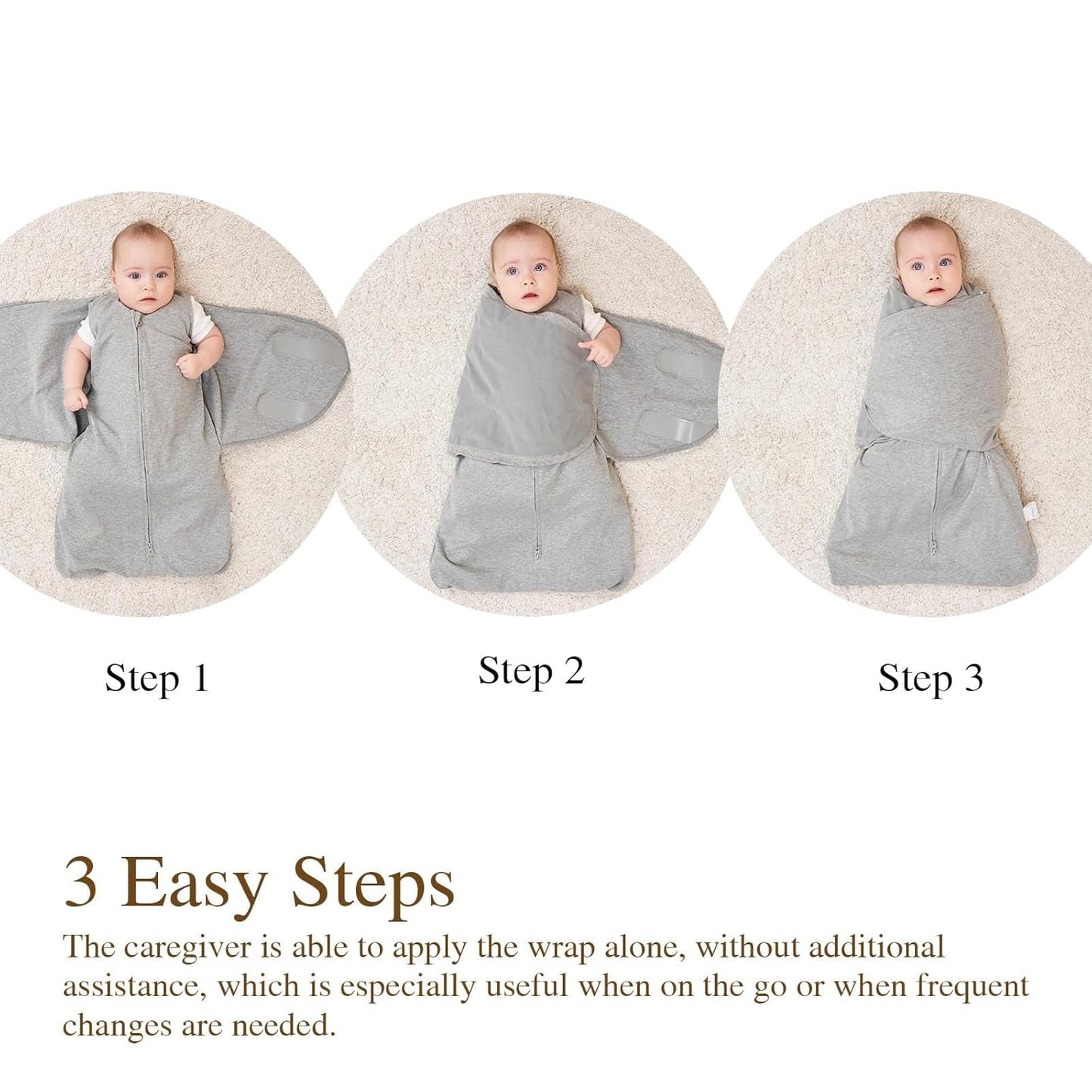 Swaddle-Blanket Baby Girl & Boy Swaddles Newborn Infant Transition 100% Cotton Wrap Blankets, 3-Way Adjustable Wearable Blanket, TOG 1.0 (Gray Stripes, 3-6 Month)