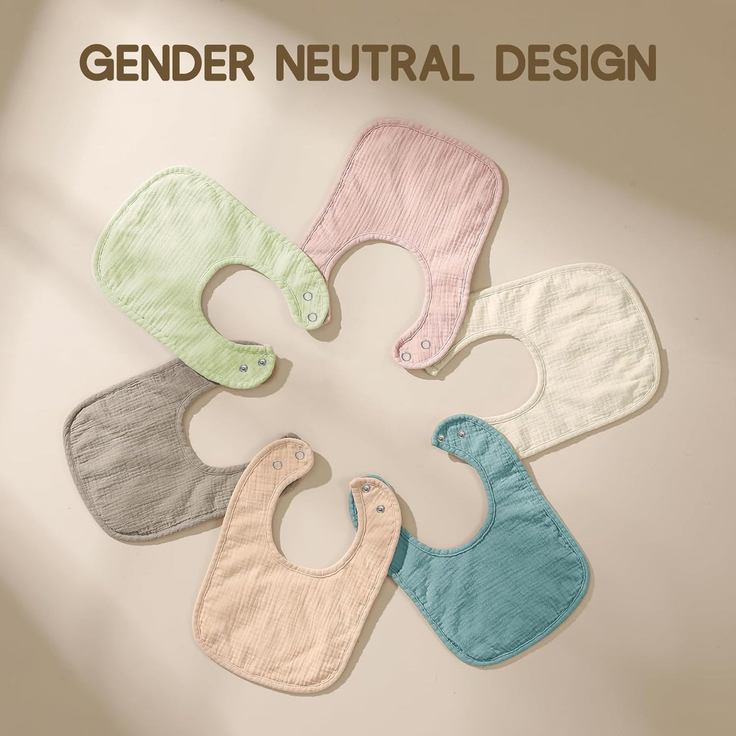 AMAWMW Muslin Baby Bibs for Unisex Boys Girls 6Pack Baby Bandana Drool Bibs Adjustable Newborn Bib for Drooling & Teething