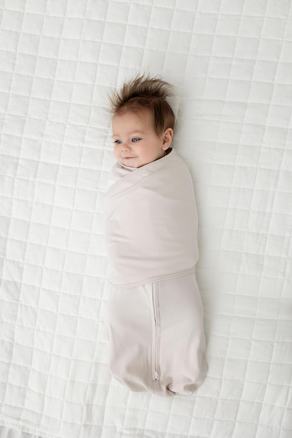 LullaBaby "Double Dream Swaddle: Exclusive Dual Wing Design, Pediatrician-Endorsed, Ultra-Soft Cotton, 2-4 Months, 12-20 lbs - White Sand