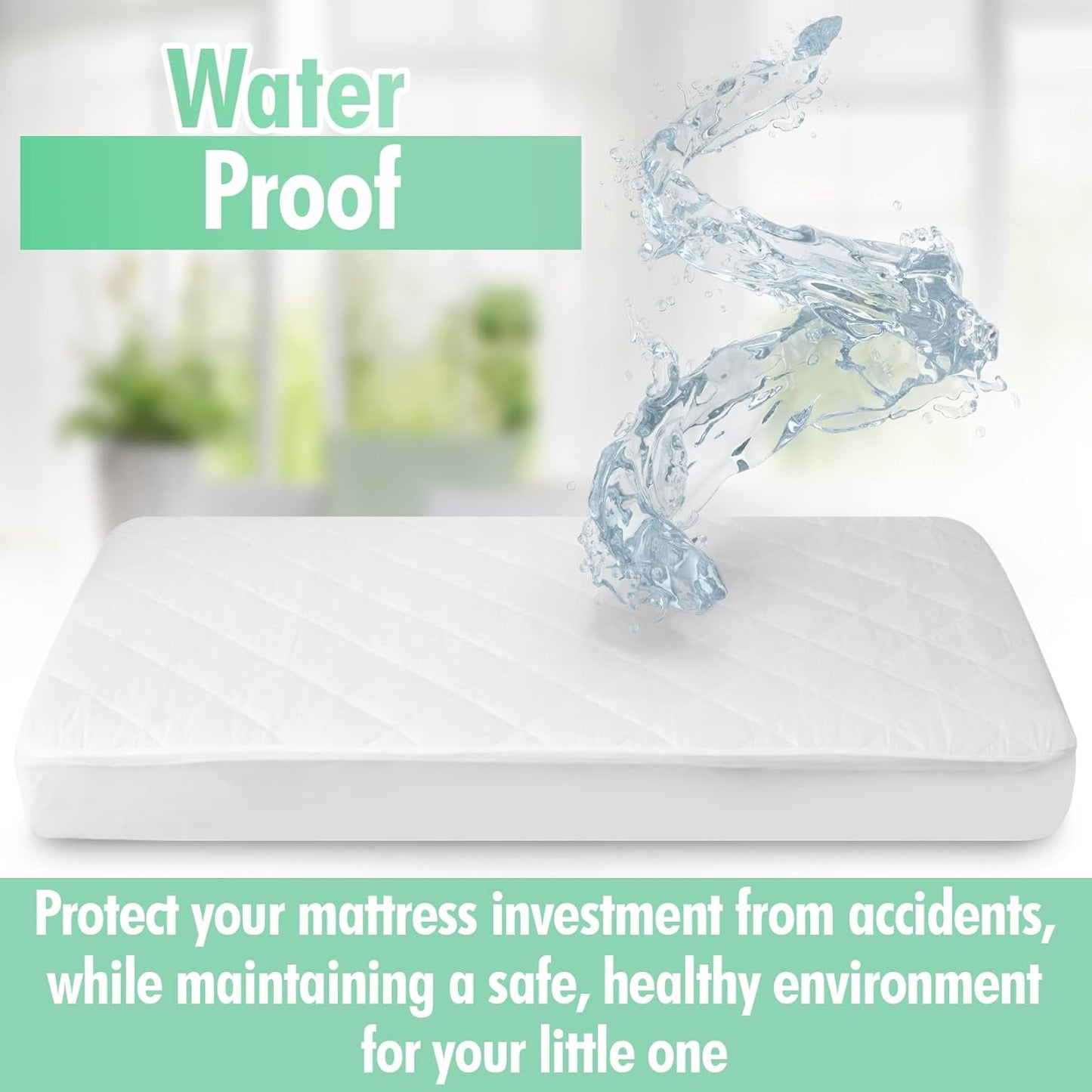 Generic GOTS Certified Organic Cotton Waterproof Crib Mattress Protector, 52”L x 28”W x 9”H, Cream