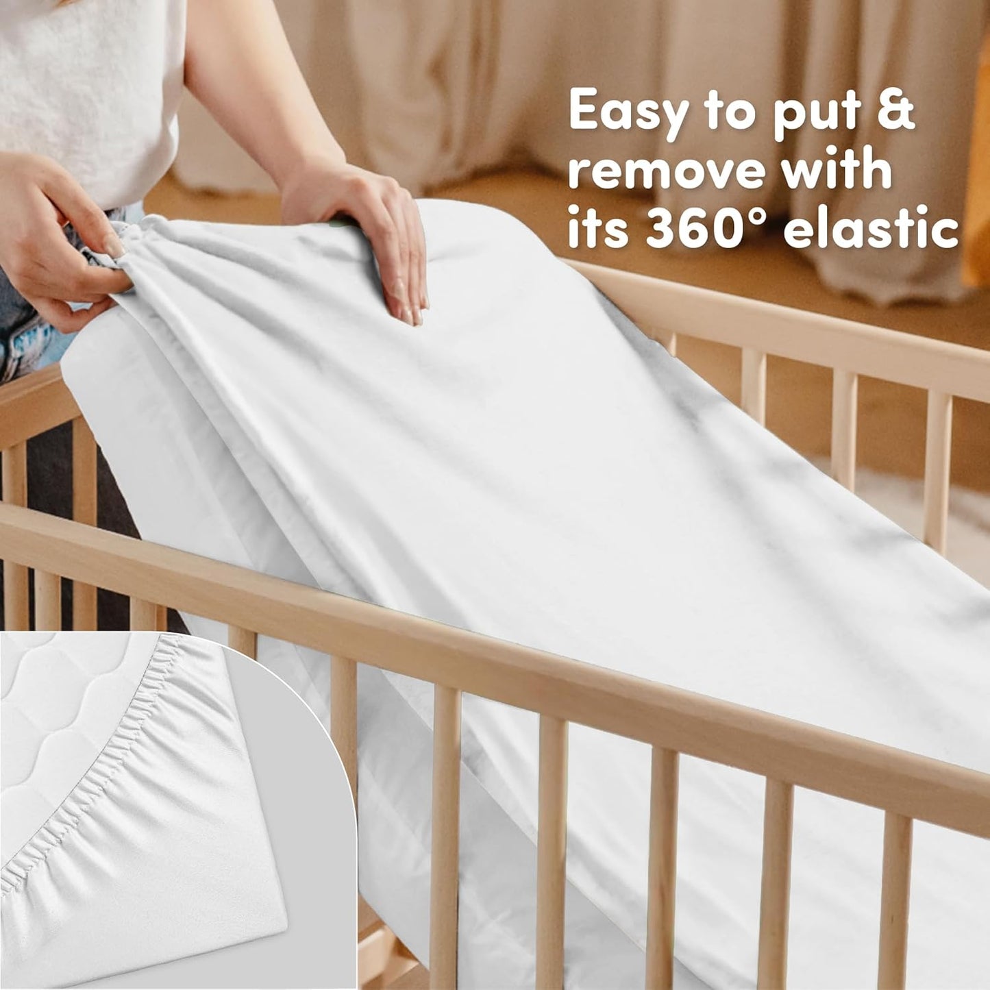 Sweety Fox 2-Pack Crib Sheets - Soft Cotton Jersey Fitted Sheets for Boys and Girls, Mini Crib Sheets, Toddler Bed Sheets (White)