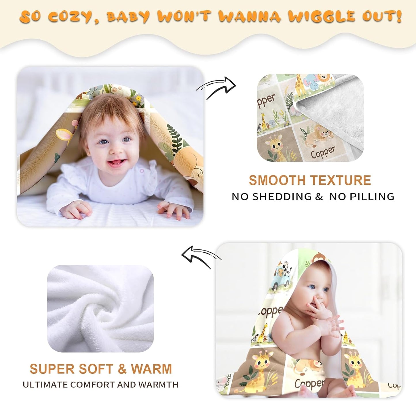 Ship Next Day, Personalized Baby Blanket – Printed in USA, Custom Baby Blanket for Boys & Girls, Baby Blanket with Name, Baby Shower, Easter, Christmas, Birthday Newborn & Toddler Gifts, Baby Gifts