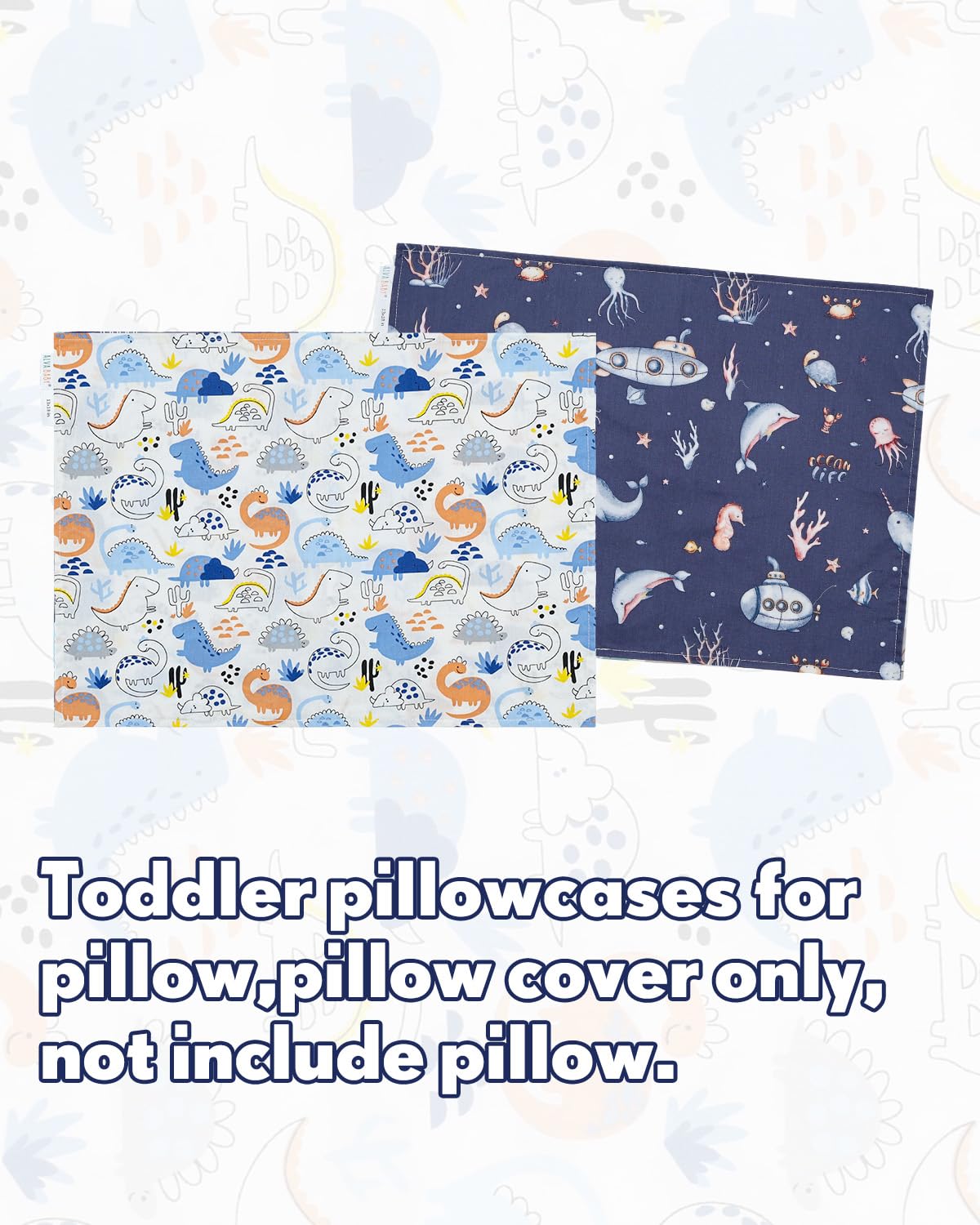 ALVABABY Toddler Pillowcases 2 Pack Organic Cotton Kids Pillow Cover Fit 13"x 18" or 12"x19" Envelope for Girl Boy Sleepy Travel