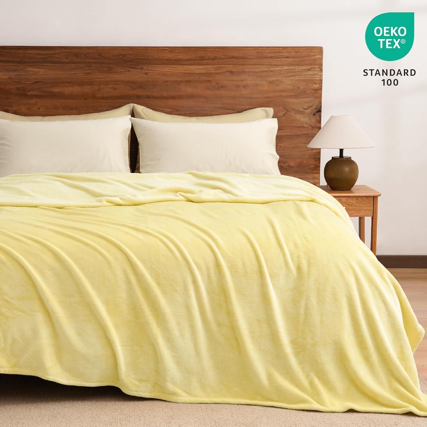 PHF Ultra Soft Fleece Blanket King Size, No Shed No Pilling Luxury Plush Cozy 300GSM Lightweight Blanket for Bed, Couch, Chair, Sofa Suitable for All Season, 108" x 90", Yellow