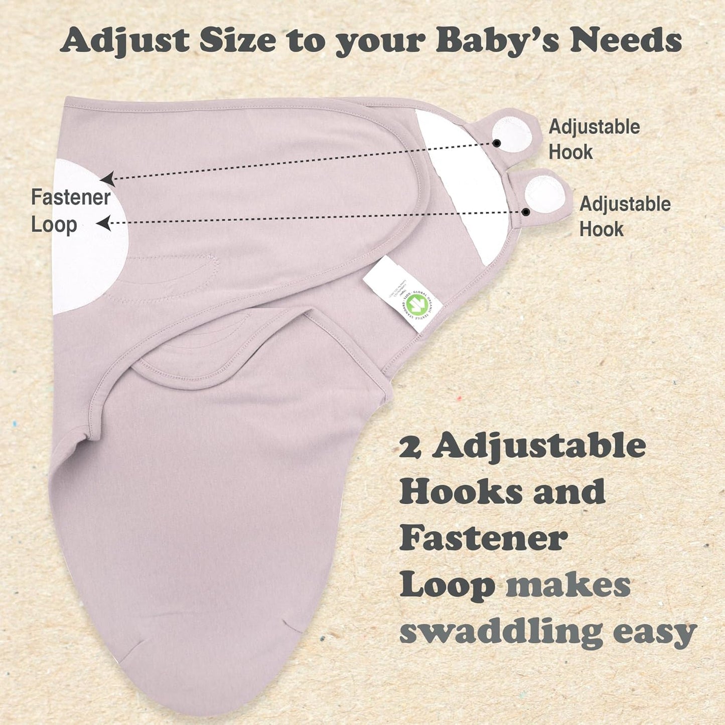 Bublo Baby Swaddles for Newborns – 3-Pack Infant Swaddles 0-3 Months – Adjustable Swaddle Sleep Sack – Soft Organic Cotton Baby Wrap for Safe & Cozy Sleep (Baby Pink-Lavender)