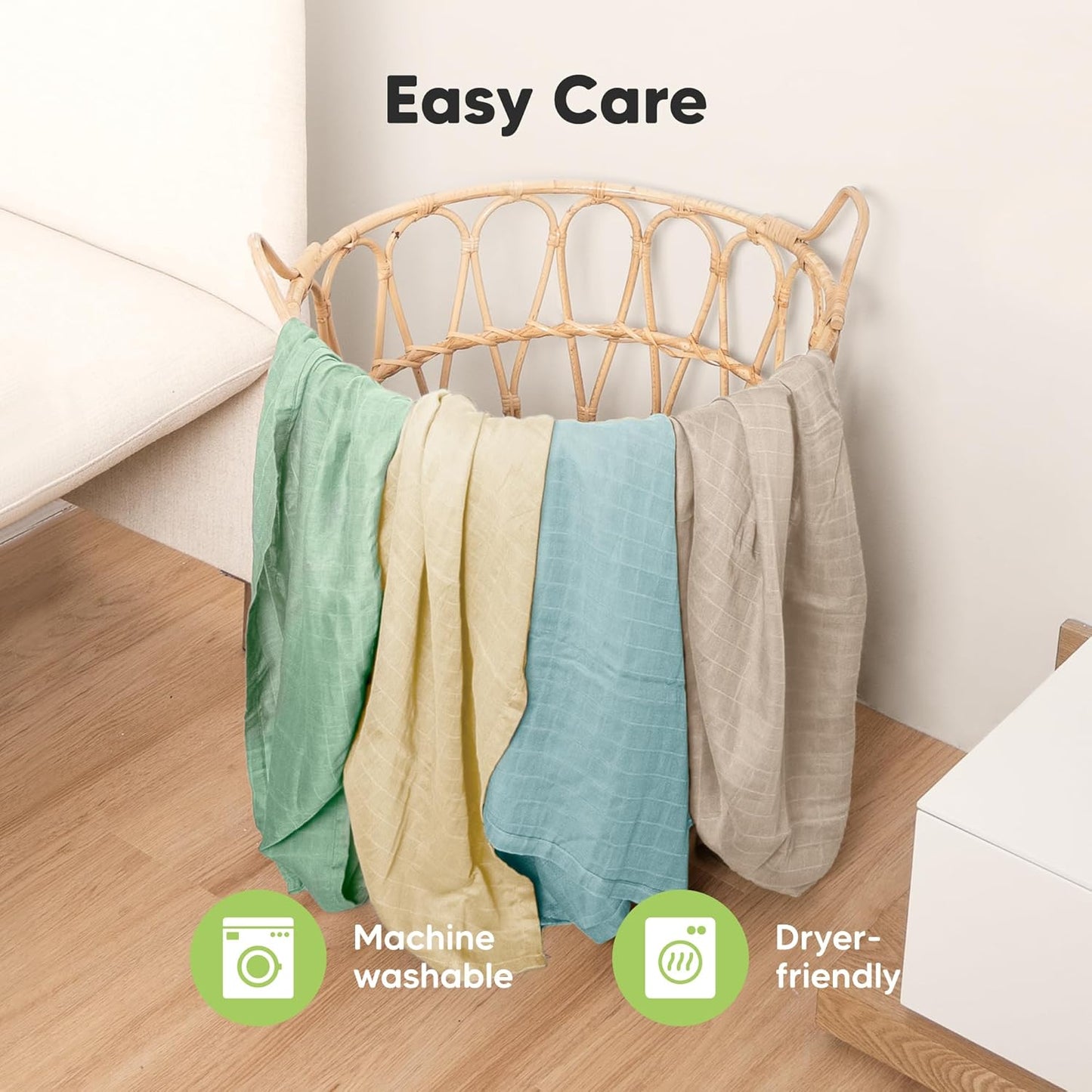 4-Pack Muslin Swaddle Blankets for Boys, Girls - Organic Baby Swaddles for Newborns, Soft & Breathable Receiving Baby Blankets for Girl, Boy, Neutral, Newborn Essentials Gift (Lavender)