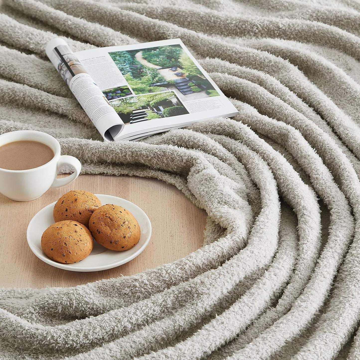 CYMULA Knit Throw Blanket for Couch Light Grey - Super Soft Lightweight Plush Fuzzy Fluffy Warm Cozy Blankets and Throws for Sofa Bed, 50 x 60 inches