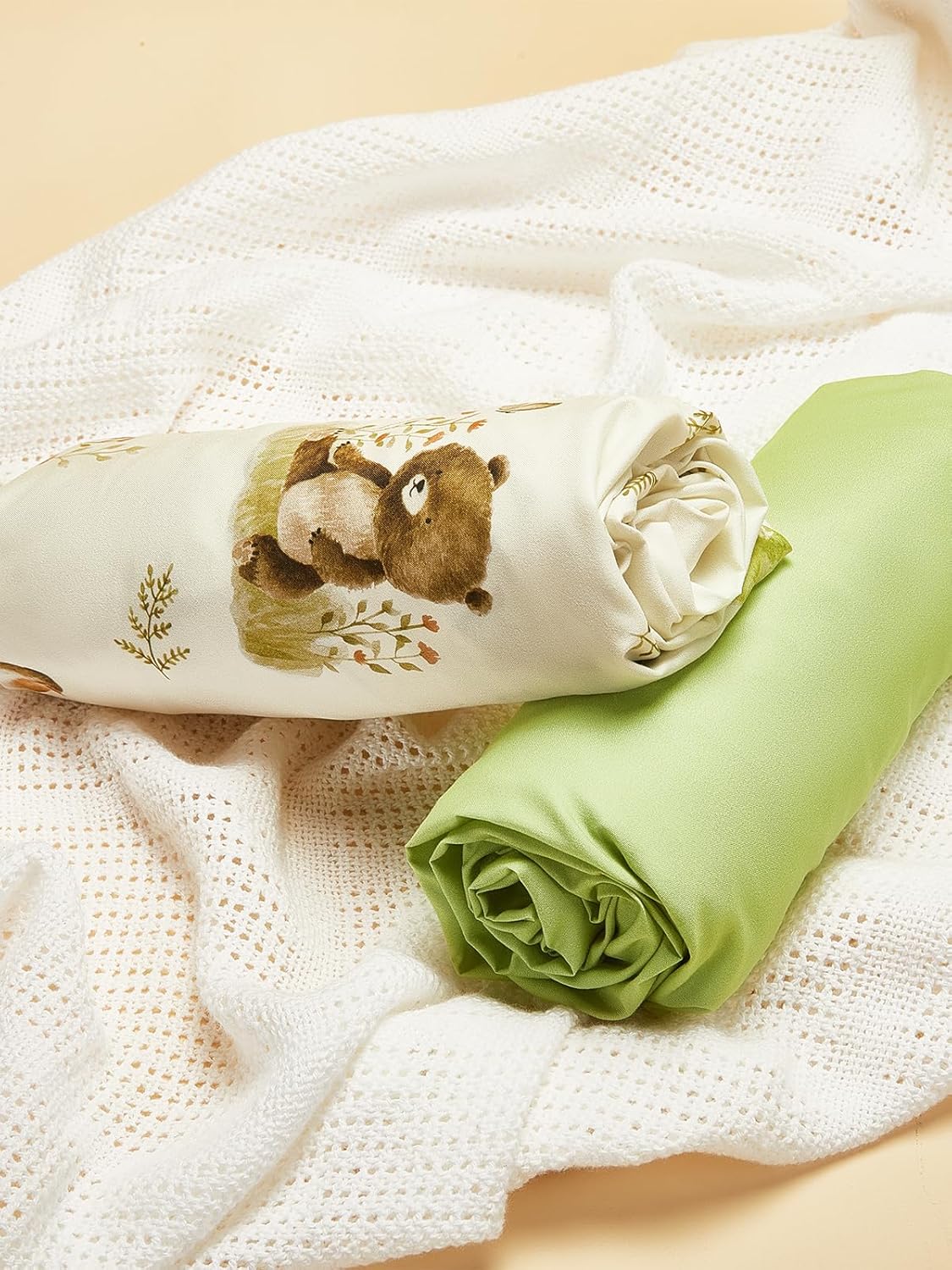 TILLYOU Baby Crib Sheets for Boys Girls, Super Soft Toddler Bed Sheets, 2 Pack Sheets for Standard Crib Mattress 28x52in, Playing in The Woods and Green