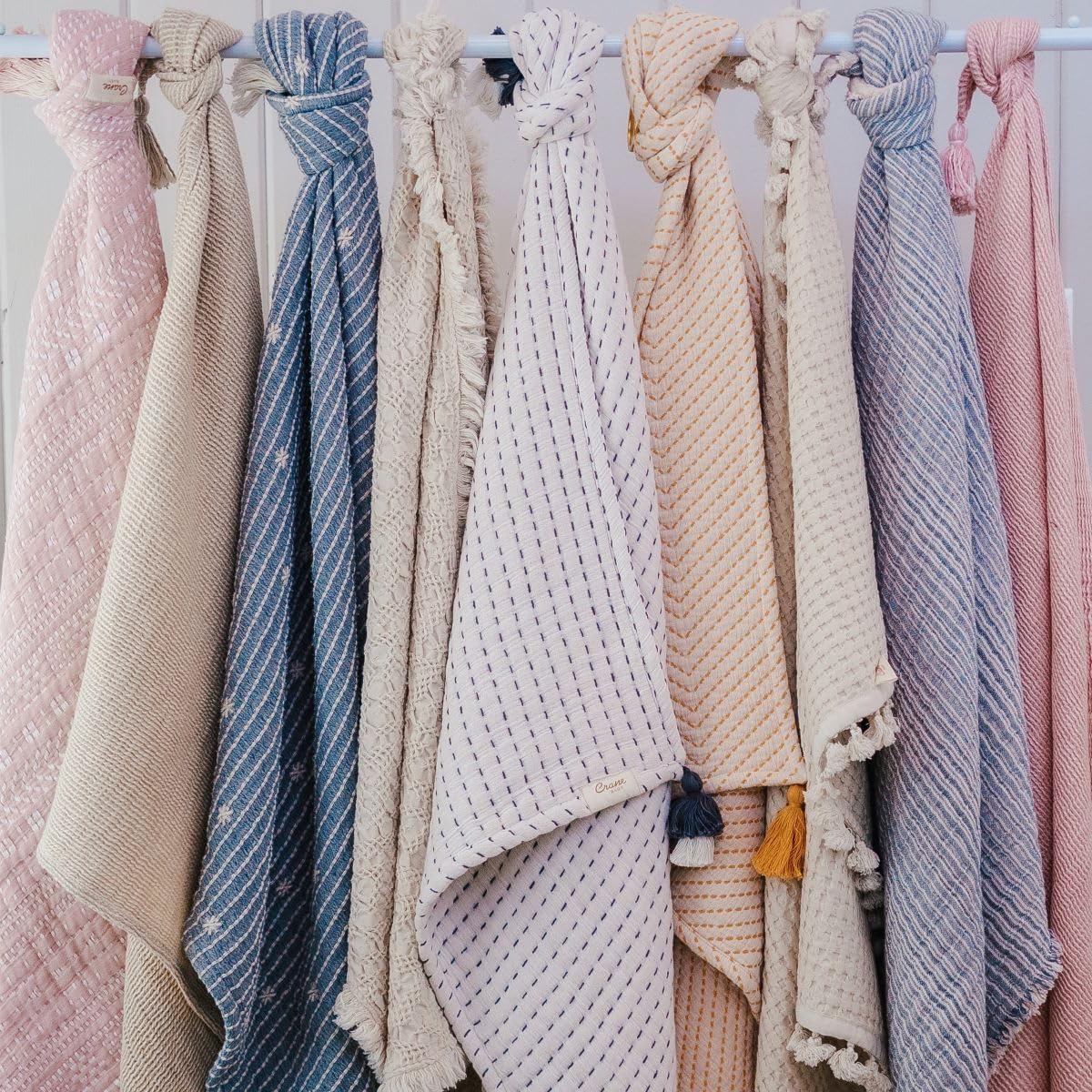 Crane Baby Hazelwood Luxe Blanket, Soft Cotton Nursery and Stroller Blanket, Cotton and Cashmere, 36" x 36"