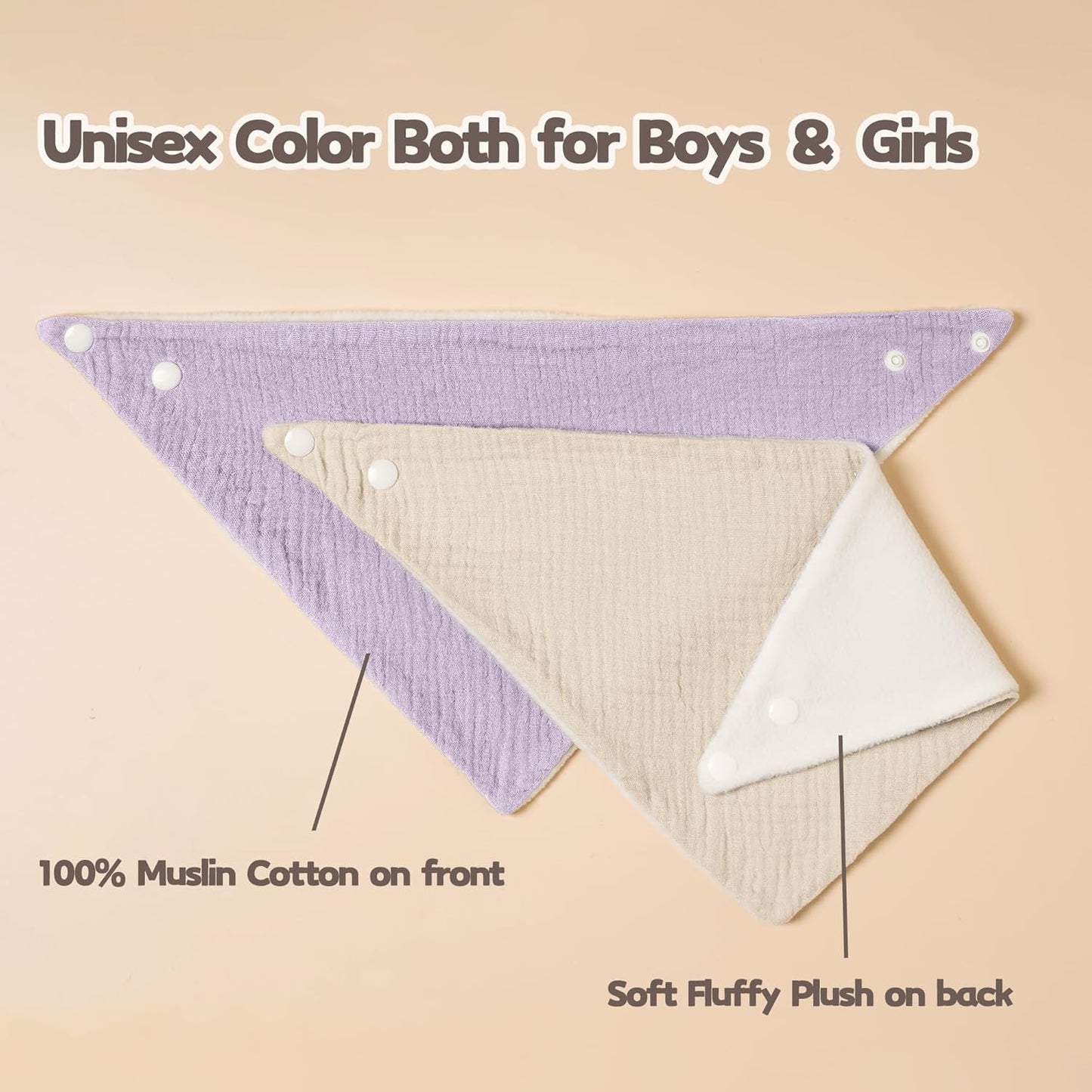 Susurration Muslin Baby Bibs 10Pack Baby Bandana Drool Bibs Soft Adjustable Newborn Bibs for Unisex Baby Girls & Boys (Rosabrun)