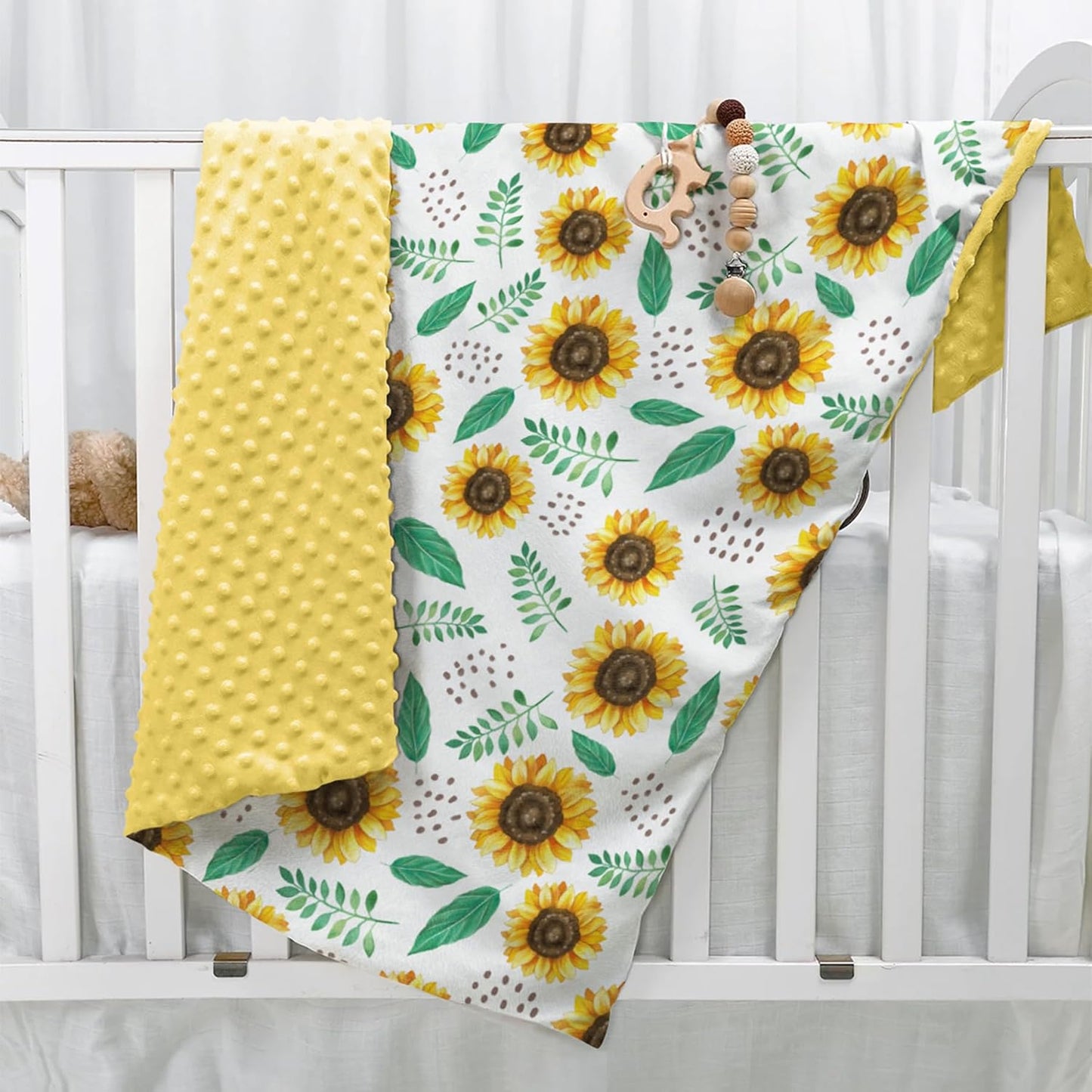 SANDJEST Sunflower Blanket for Girls Kid - 30 x 40 Minky Throw Kids Blankets Gifts for Birthday Christmas - Nursery Bedroom Decor
