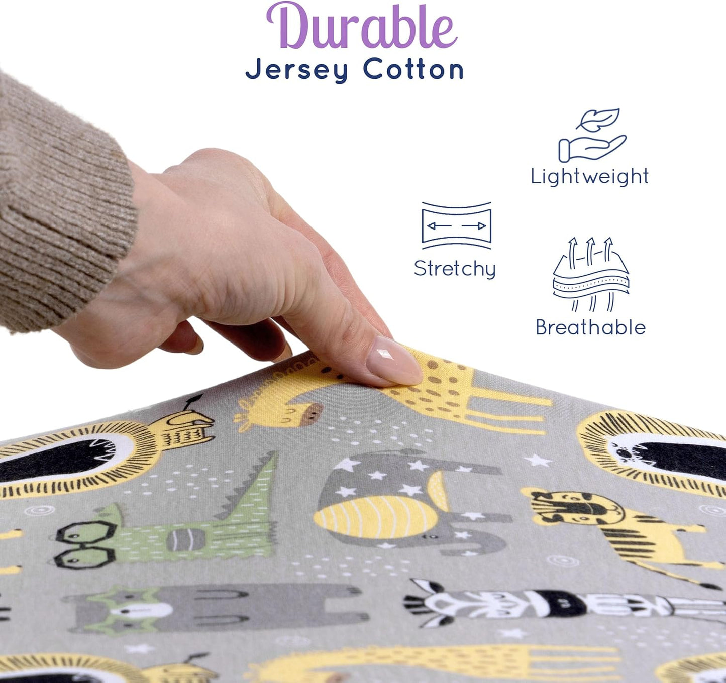 Fitted Nautical Crib Sheets (3 Pack) by GROW WILD - Jersey Knit Cotton Crib Sheet for Boys, Toddler Bed Mattress & Baby Boy Crib Bedding Set, 52β x 28β x 9β Crib Sheets (Safari Animals)