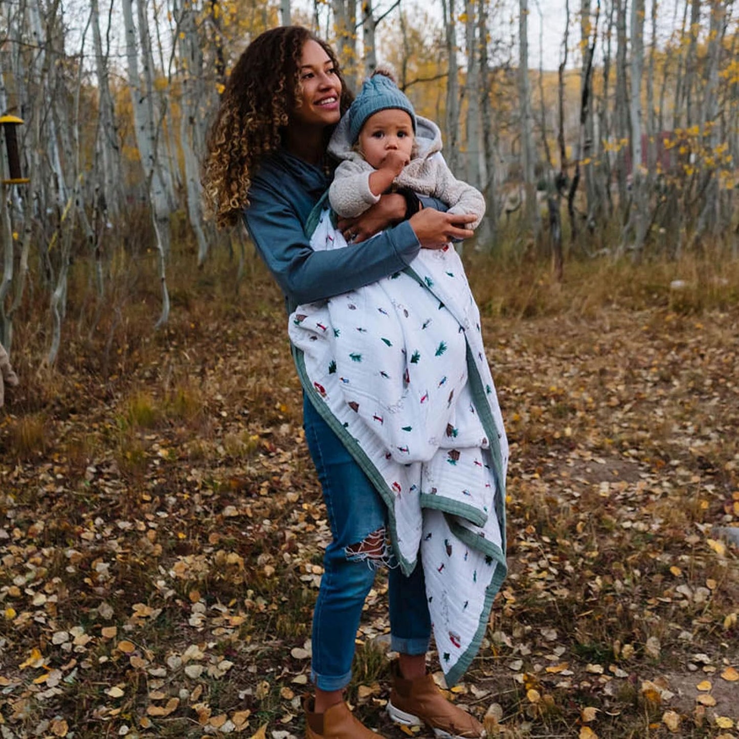 Little Unicorn Premium Quilted Throw | Super Soft, Multi-Layered Muslin XL Blanket| Great for Kids & Families (Powder Party)