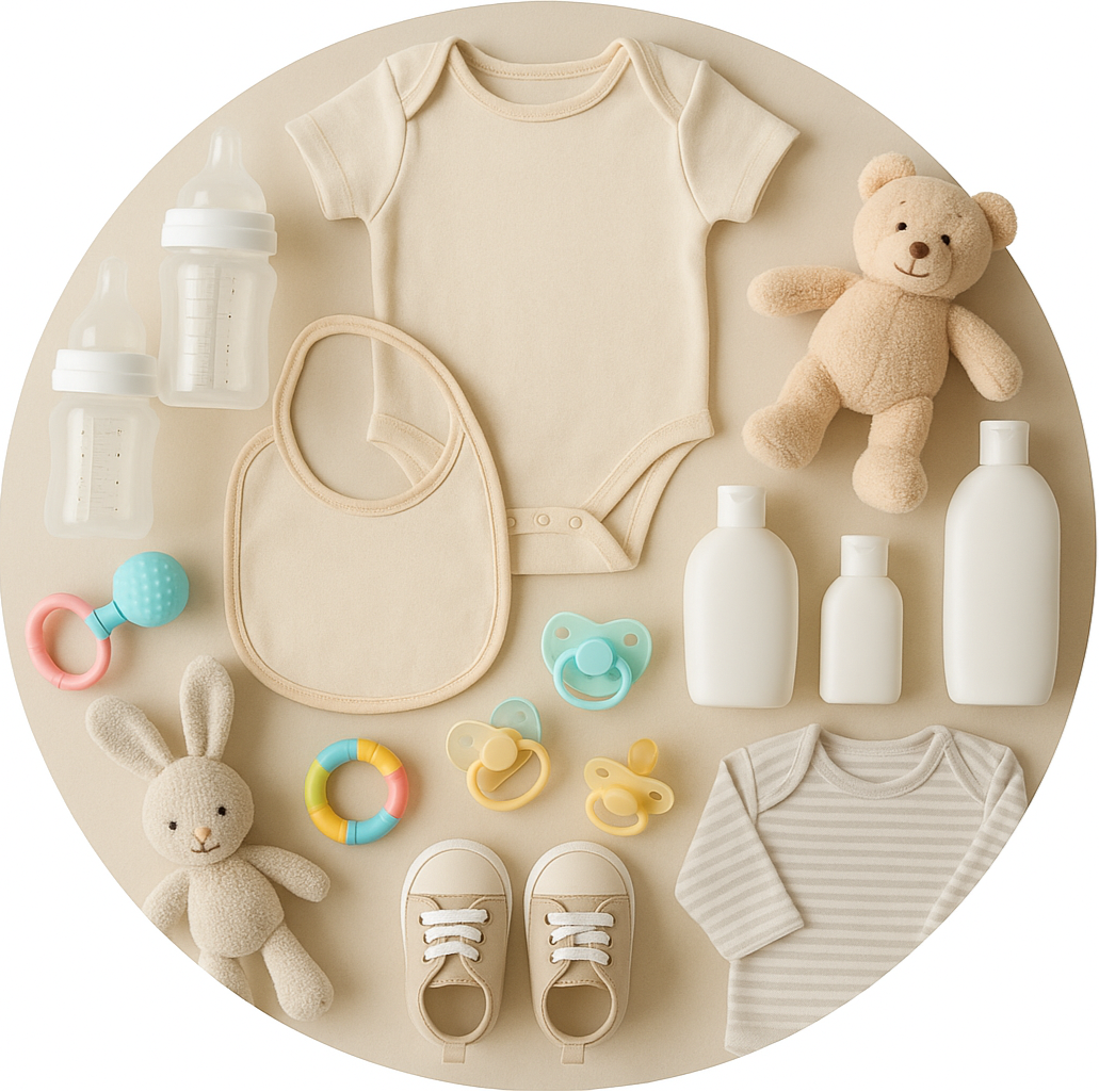 circle photo of baby products, make it a real photo