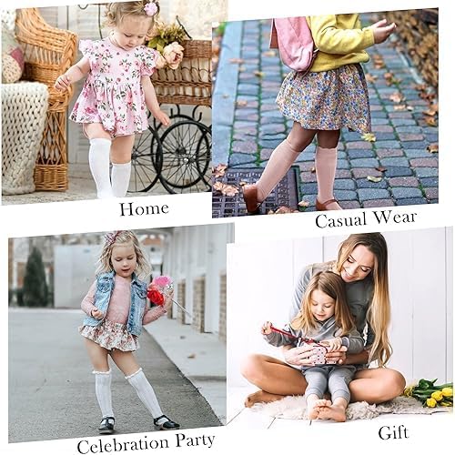 Zando Baby Knee High Socks - Infant to Toddler, Cotton Ruffle Socks, Warm Girls & Boys Long Stockings, 3-6 Pairs