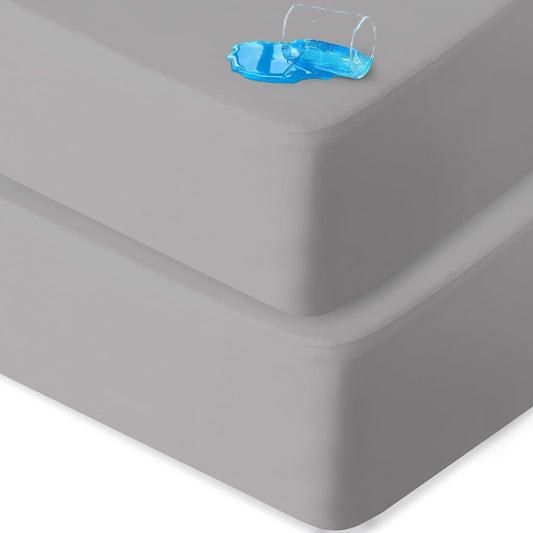 Biloban Mini Crib Sheets Fitted Waterproof 38'' x 24'', 2 Pack Mattress Protector Cover Fits for Dream on Me/Newton Mini Crib Mattress, Portable Sheet for Boys & Girl