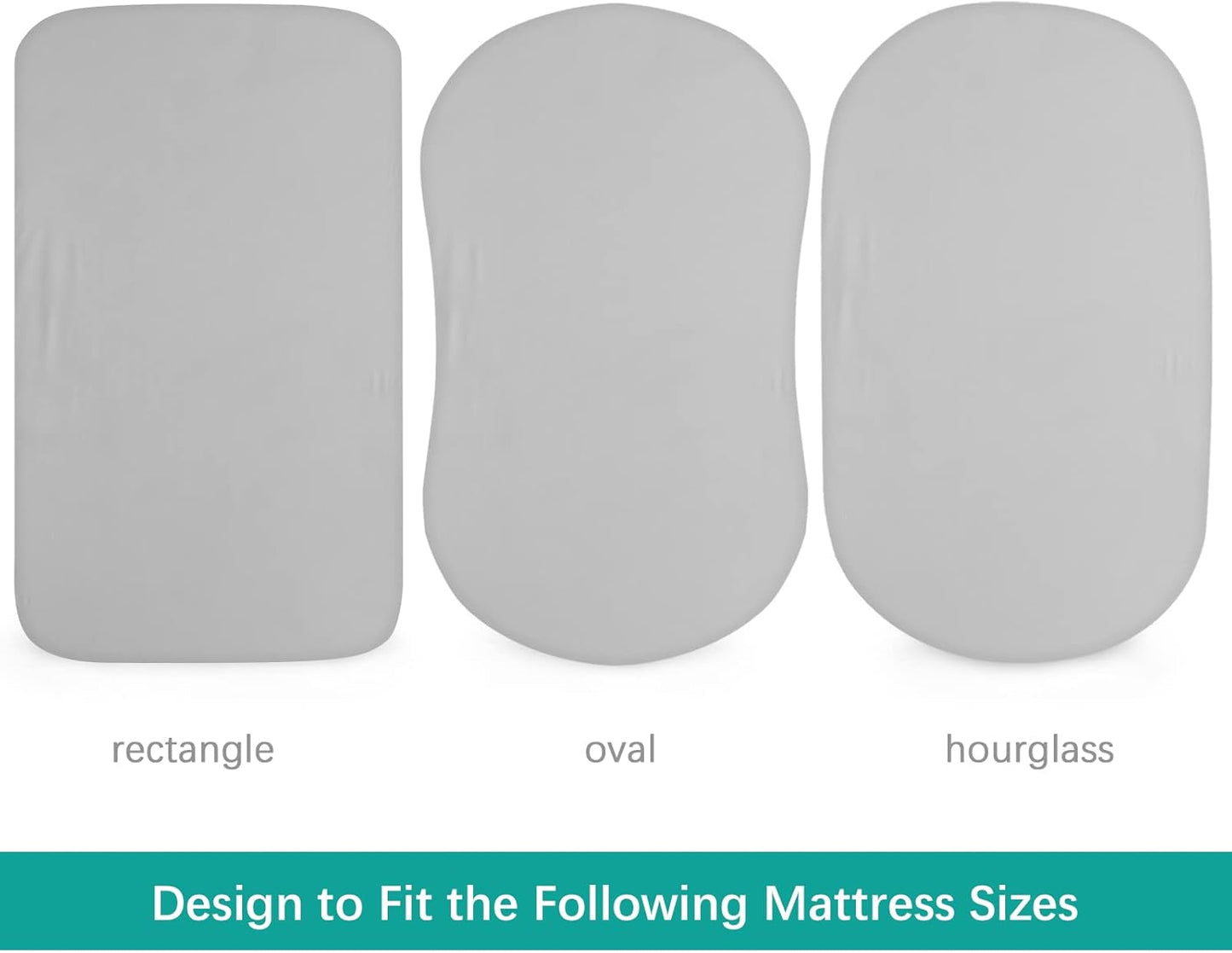 Waterproof Bassinet Sheets Fit for Halo, Dream on Me, Ingenuity, Fisher Price, Delta, Graco and Other Oval Bassinet Mattress, 2 Pack, Ultra Soft Microfiber Sheets, Grey & Pink