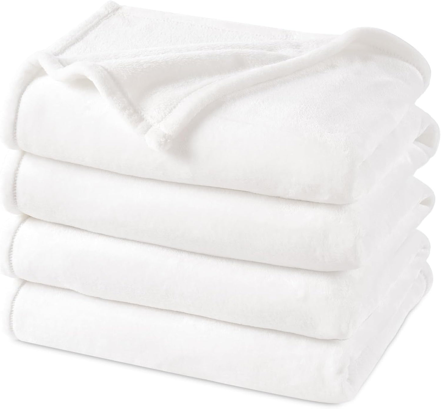 PHF Ultra Soft Fleece Blanket Twin Size, No Shed No Pilling Luxury Plush Cozy 300GSM Lightweight Blanket for Bed, Couch, Chair, Sofa Suitable for All Season, 66" x 90", White