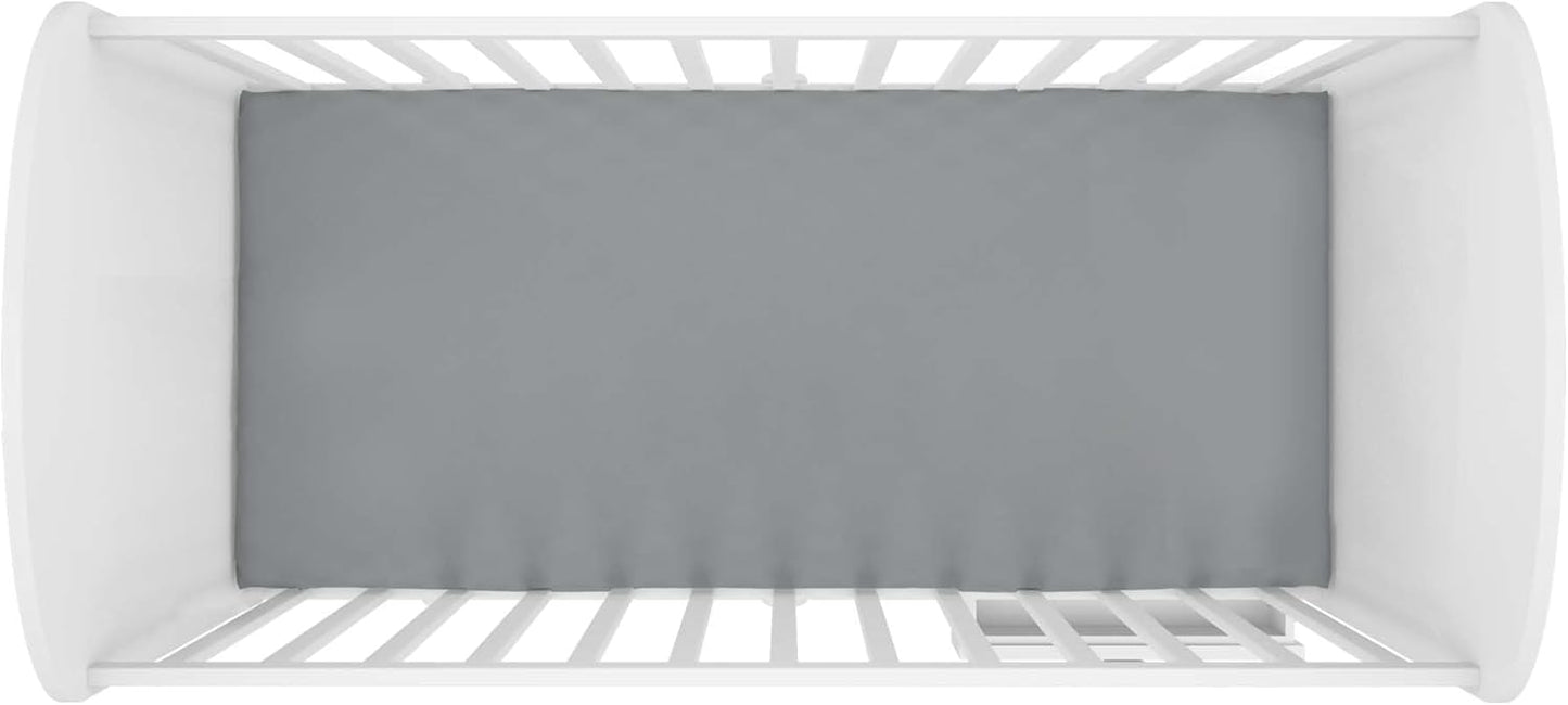 Hooga Grounding Crib Sheet, Organic Fitted Grounded Sheet for Baby Crib, Earth Connected Bedding (52”x28”x8”) Pure Silver Fiber and Cotton, Grounding Cord Included. Gray