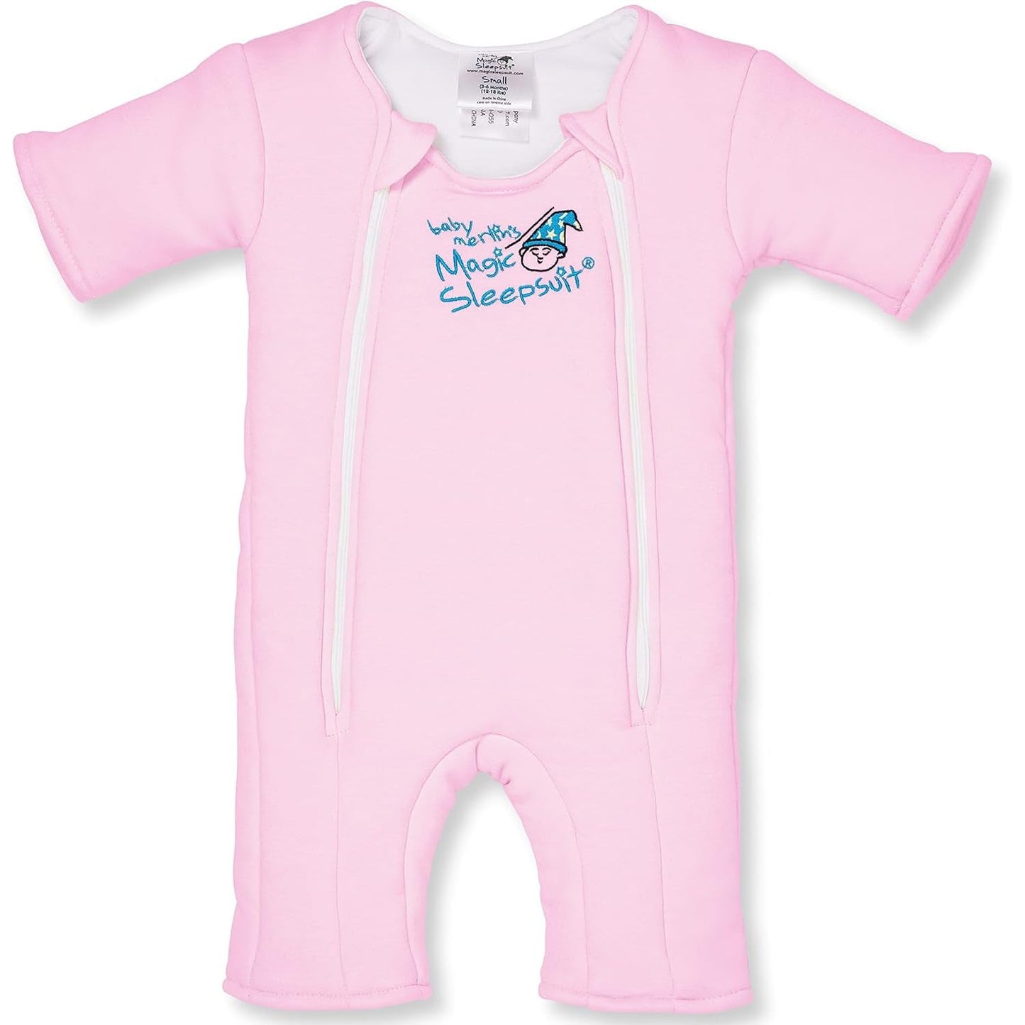 Magic Sleepsuit Baby Merlin's Cotton Baby Swaddle Transition Product - Soft and Cozy Design, Double Zipper for Easy Diaper Changes, Promotes Safe Sleep, 3-6 Months - Pink - Small 12-18lbs