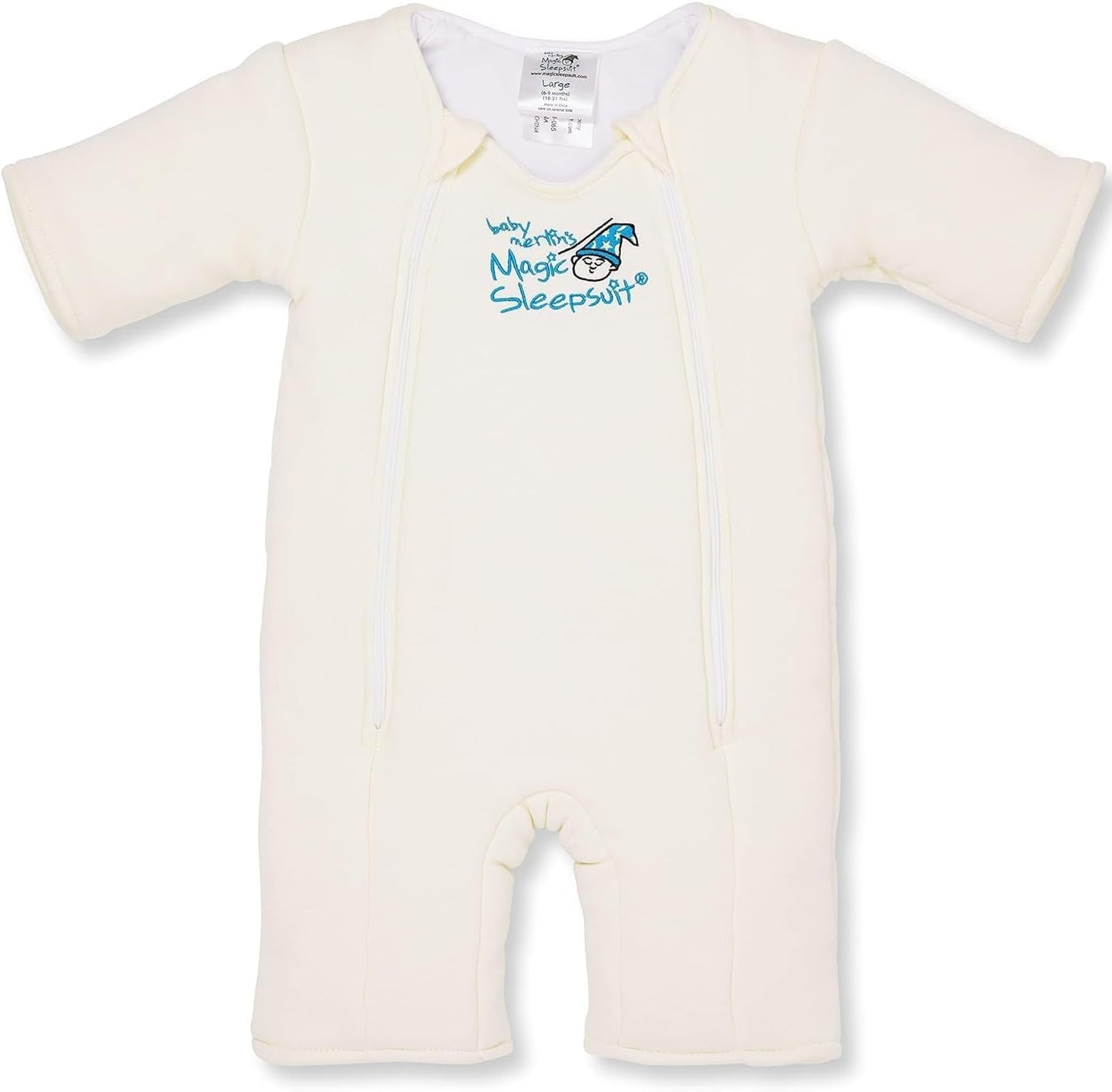 Magic Sleepsuit Baby Merlin's Bamboo/Cotton Baby Swaddle Transition Product - Soft and Cozy Design, Double Zipper for Easy Diaper Changes, Promotes Safe Sleep, 3-6 Months - Blue - Large 12-18lbs