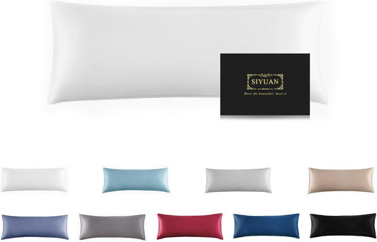 Mulberry Silk Pillowcase for Hair and Skin,Cooling Silk Pillow Case with Hidden Zipper,Allergen Proof Dual Sides Soft Breathable Smooth Silk Pillow Cover for Women (White, Body)