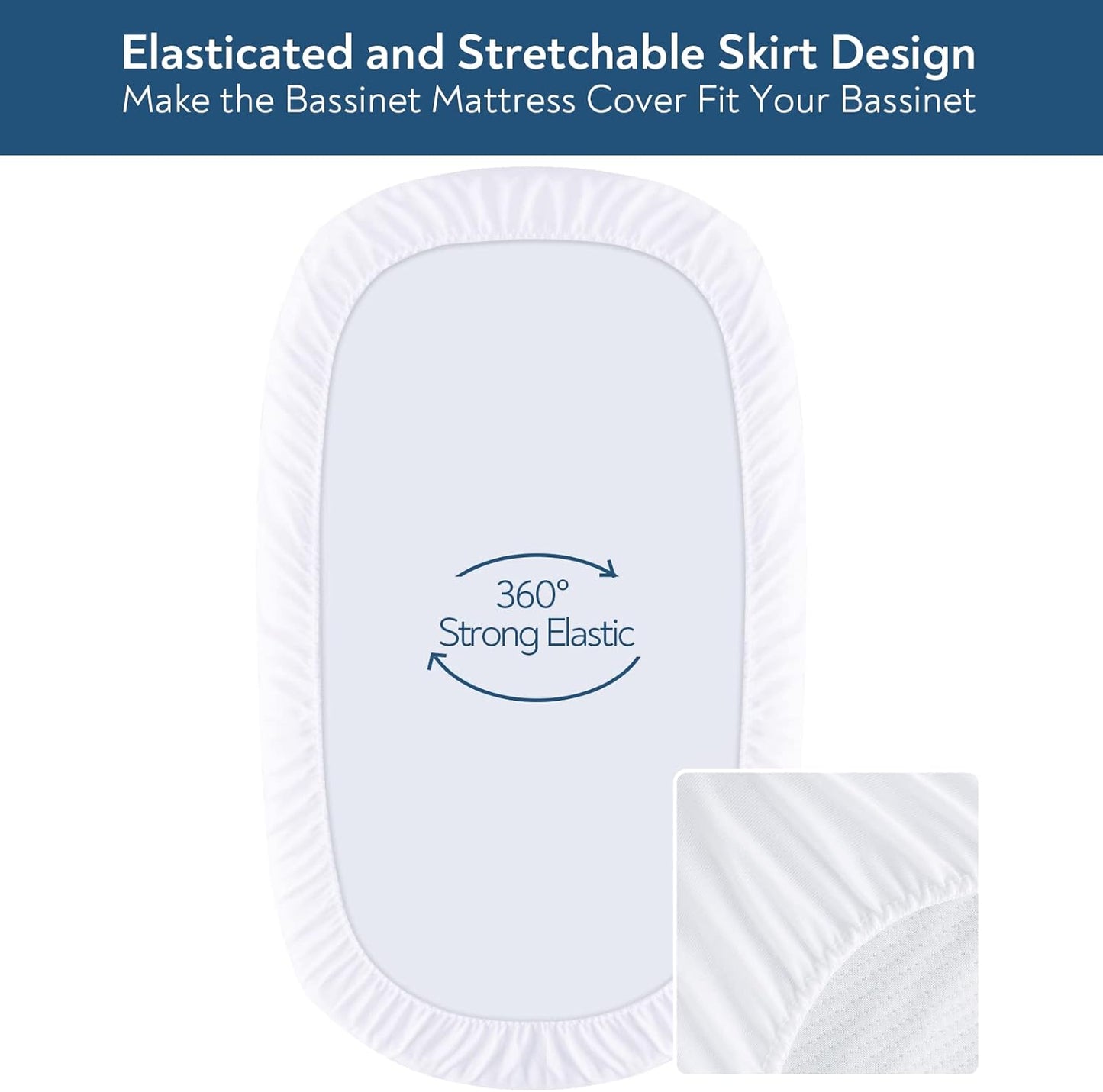 Bassinet Mattress Pad Cover 32" x 16" - Fit for Dream On Me Karley(Plus), Delta Children Deluxe, ANGELBLISS 3 in 1 Rocking, Safety 1st Bassinet, Waterproof Bassinet Mattress Protector