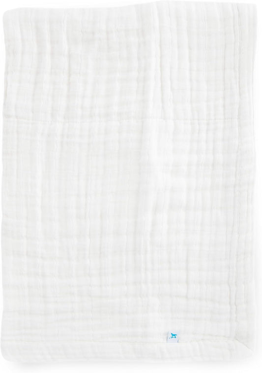 Little Unicorn Newborn Receiving Quilt | Ultra- Soft, Multi-Layered Muslin Fabric | Gift for Newborns & on-The-go (White)
