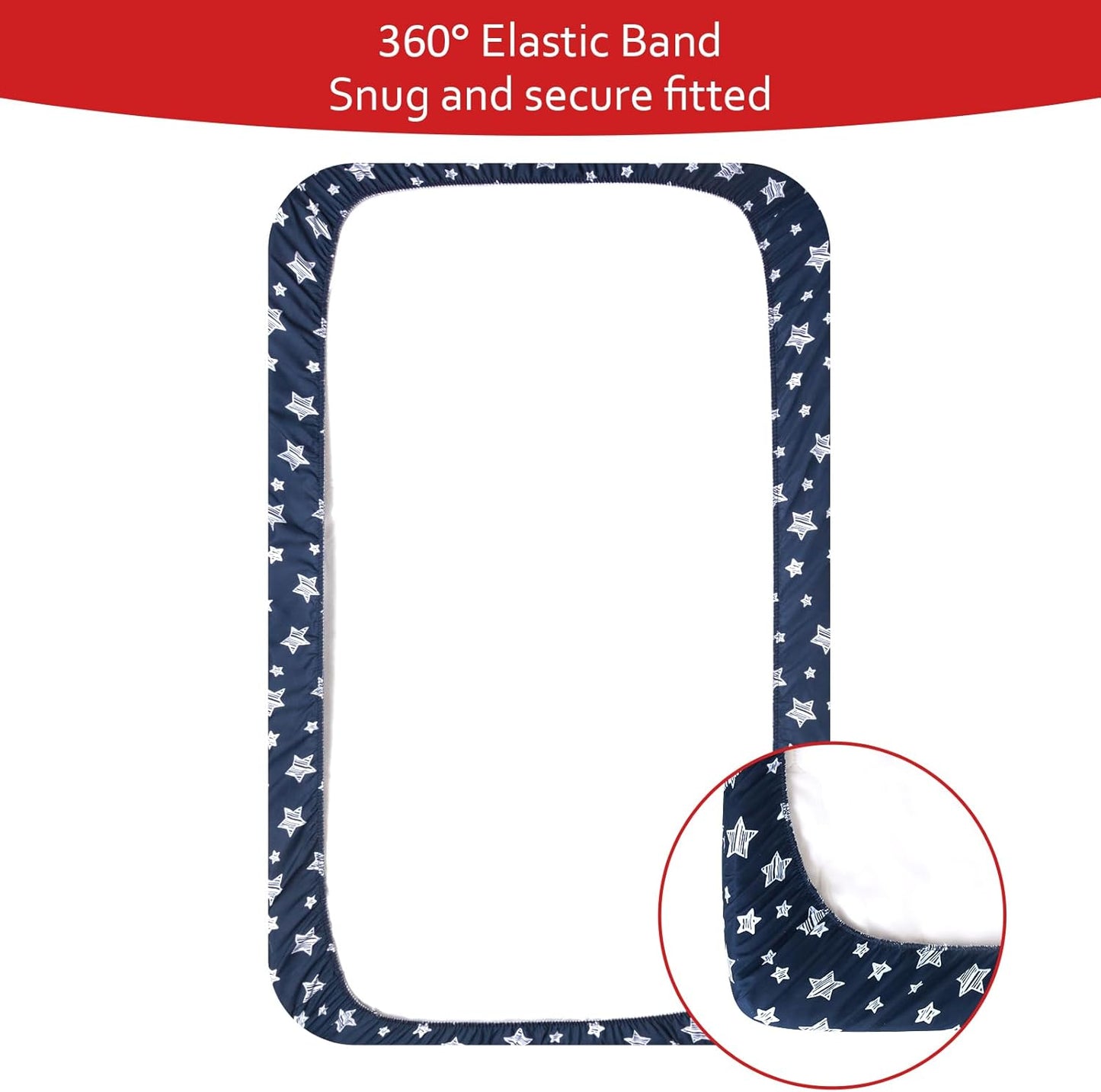 Mini Portable Crib Sheets for Boys (38" X 24") 4 Pack, Compatible with Dream on Me, Delta Porta Crib and Arms Reach Ideal Cosleeper