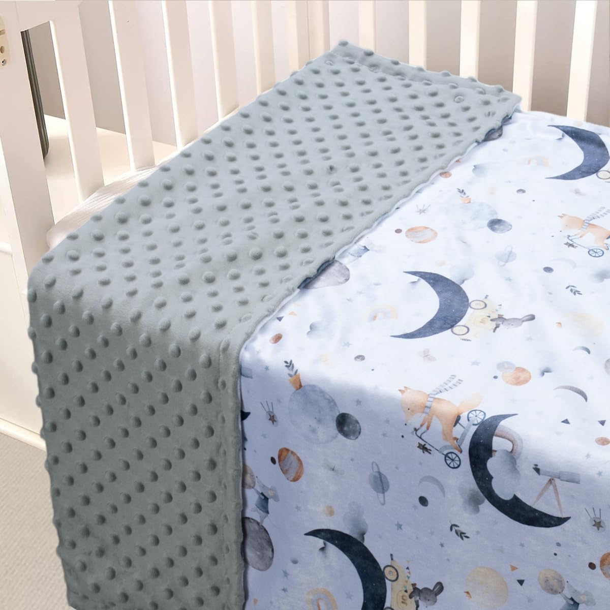 Baby Blankets for Unisex Boys Girls, Super Soft Nursery Minky Blankets, 30 x 40 inch Outer Space Printed Bed Throws Newborn (Planet Fox)
