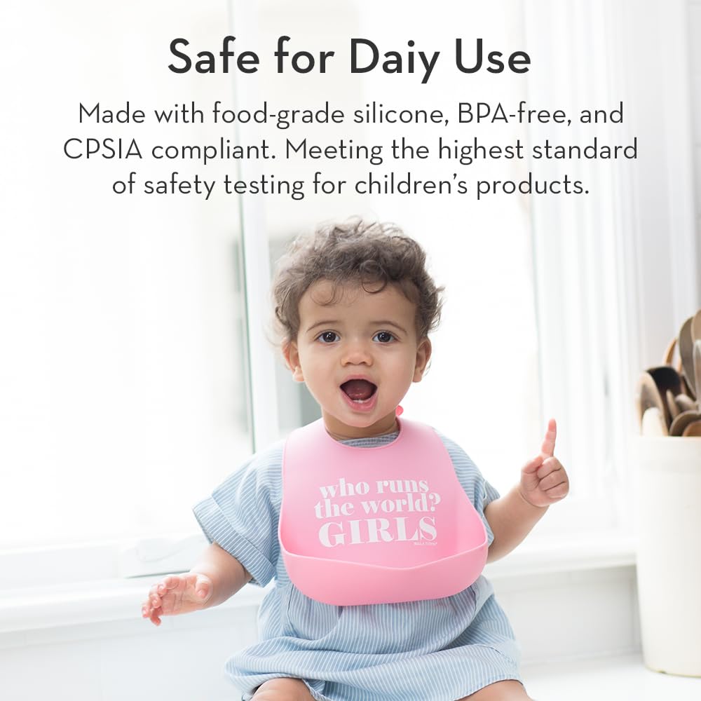 Baby Bib for Eating by Bella Tunno, Waterproof Silicone Bib with Large Food Catcher, Adjustable Fit for Babies 4-12 months & Toddlers 1-3 Years, Boys & Girls, Little Mister Mess