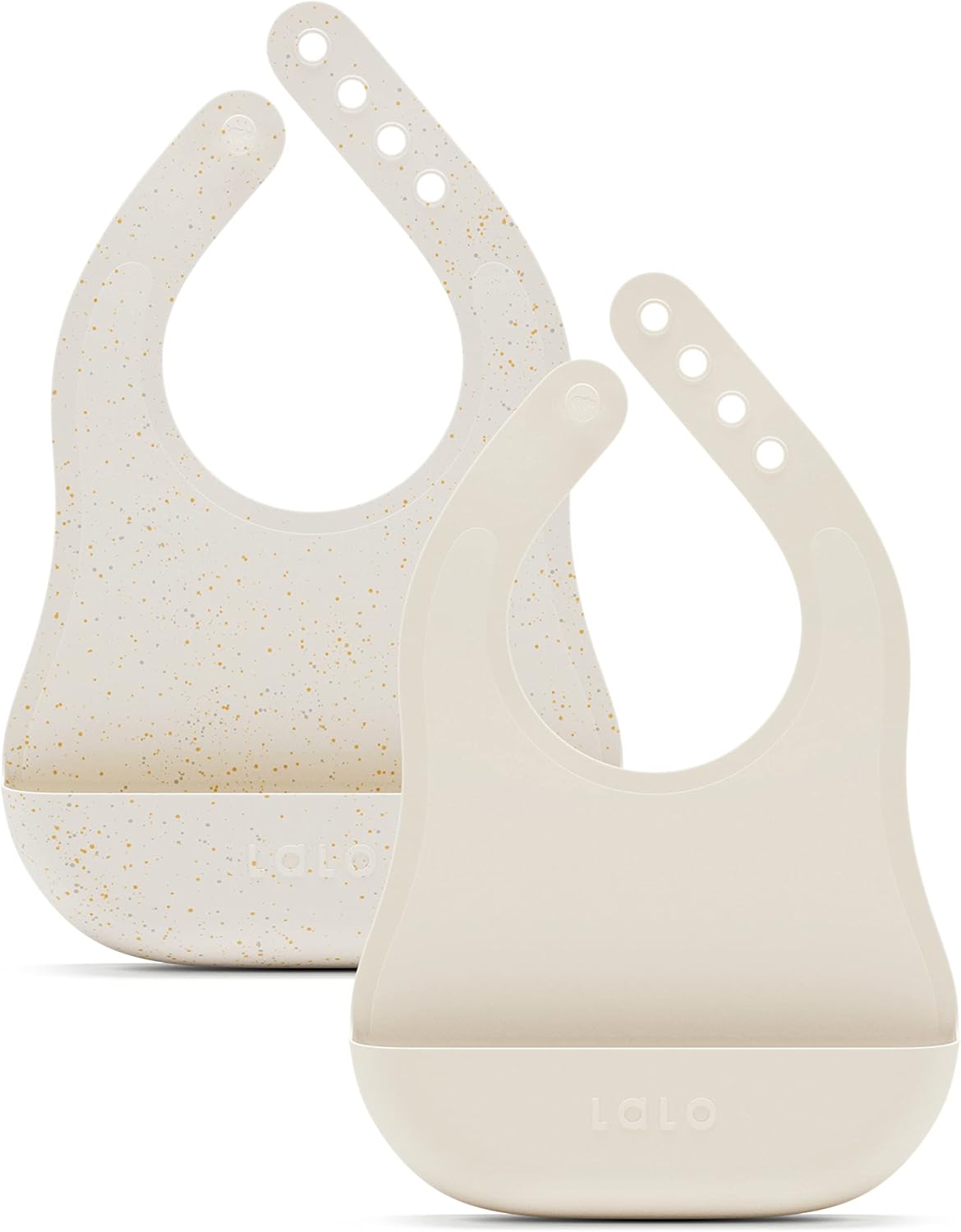 Lalo The Bib - Waterproof, Non-Toxic Silicone Baby Bib with Adjustable Neck Band & Silicone Food Pouch Catcher, Set of 2