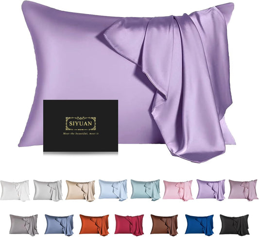 Mulberry Silk Pillowcase for Hair and Skin,Queen Size Cooling Silk Pillow Case with Hidden Zipper,Allergen Proof Dual Sides Soft Breathable Smooth Silk Pillow Cover for Women(Queen,Violet)