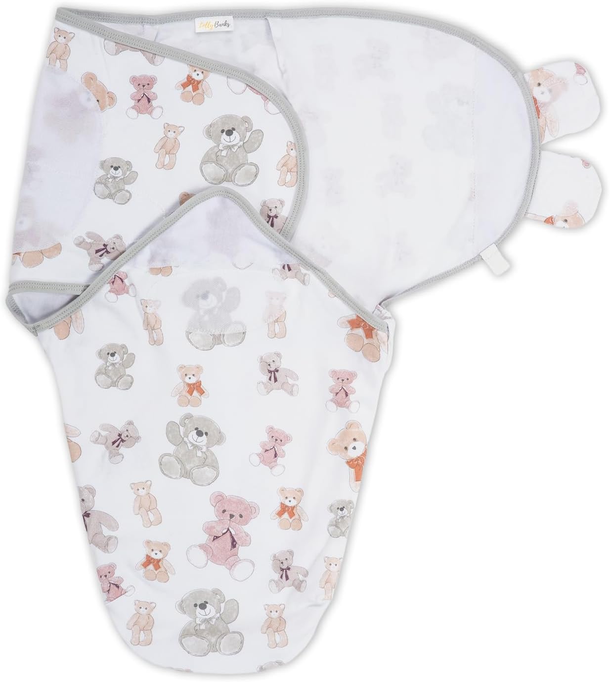 LollyBanks Baby Swaddles, 100% Organic Cotton Sleep Swaddle Sacks 3-6 Months, Newborn Swaddles with Easy Change Zipper, Swaddle Blanket Wrap, Baby Registry Must Haves (Teddy Bear Print)