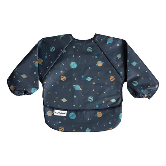 Tiny Twinkle Mess Proof Baby Bib,Waterproof Smock Baby Bib for Eating,Machine Washable Long Sleeve Bib,Baby Led Weaning,Toddler Bib,BLW Supplies(Space, Large 2-4 Years)