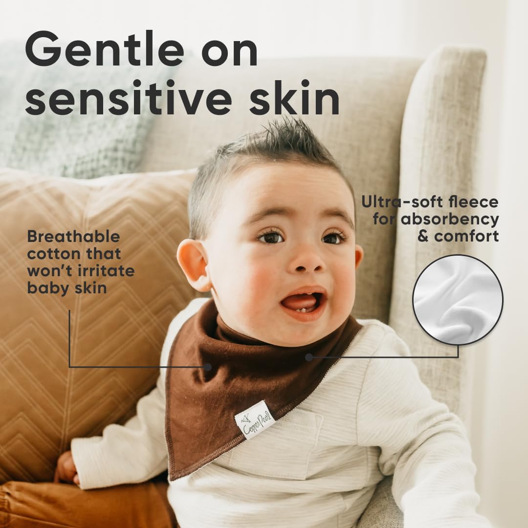 Copper Pearl 4 Pack Soft Cotton Baby Bibs for Drooling and Teething, Absorbent Drool Bibs for Baby Girl and Boy, Adjustable to Fit Newborns to Toddlers, Tons of Styles (Blaze)