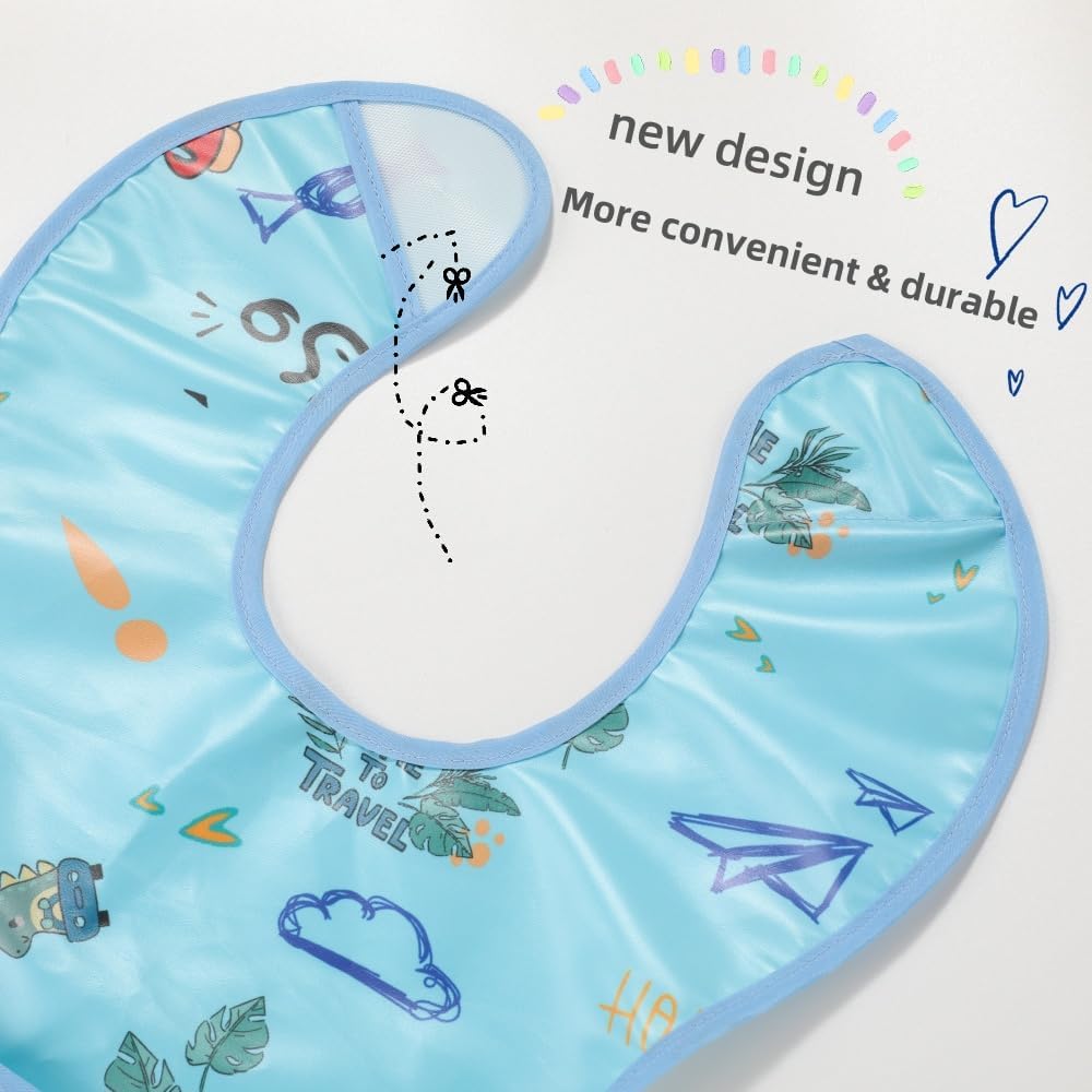 Baby bibs Waterproof Toddler bib - Feeding bib with Pocket for Infant Boy Girl Washable 6-36M