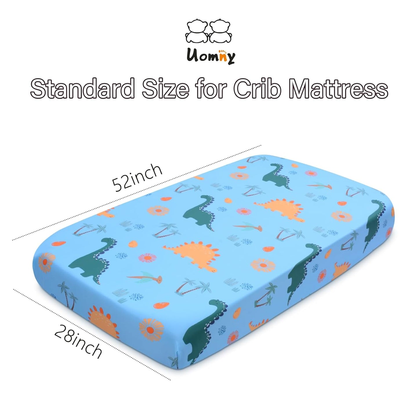 UOMNY Crib Sheet, Dinosaur Crib Sheets Baby Sheet for Standard Crib and Toddler Mattresses Nursery Bedding Sheet Crib Mattress Sheets for Boys and Girls 1 Pack Toddler Sheet