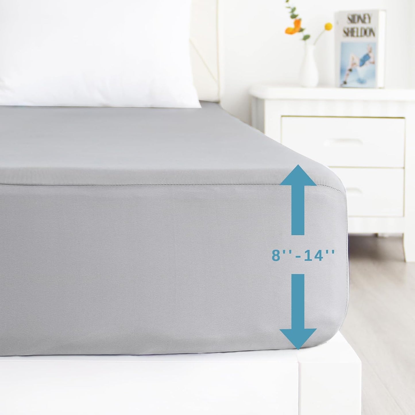 King Mattress Protector Waterproof, Noiseless & Soft Coverage King Size Mattress Cover Fitted Sheets with Deep Pocket up to 14", Super Breathable & Easy Wash Mattress Protector