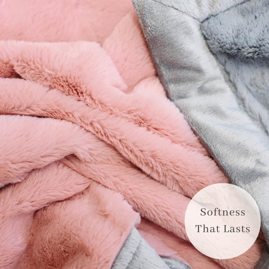 SARANONI Receiving Blankets for Babies Super Soft Boutique Quality Lush Luxury (Light Pink/Gray, Receiving 40" x 30”)