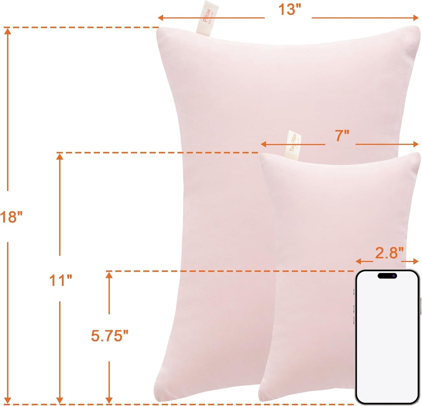 NTBAY Tiny Pillows, Down Alternative 7"x11" Microfiber Mini Pillows for Travel, Pets, Soft Machine Washable Small Pillows for Neck, Wrist, Lumbar and Knee, Pink