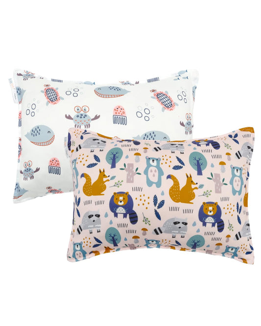 ALVABABY Toddler Pillowcases Stretchy Soft Kids Pillow Cover 2 Pack Fit 13"x 18" or 12"x16" Envelope for Girl Boy Sleepy Travel 2TPE25A