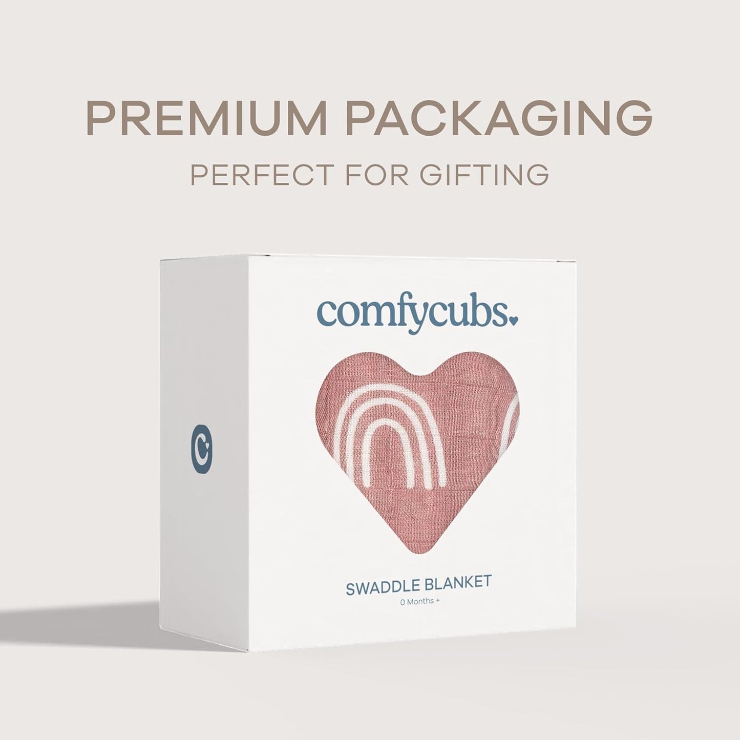 Comfy Cubs Muslin Swaddle Blankets Pack of 1 - 47 x 47 Inch Soft Cotton Baby Blanket Set, Large Multipurpose Wraps for Newborns - Self-Soothing Swaddles for Newborns - Mauve Rainbow