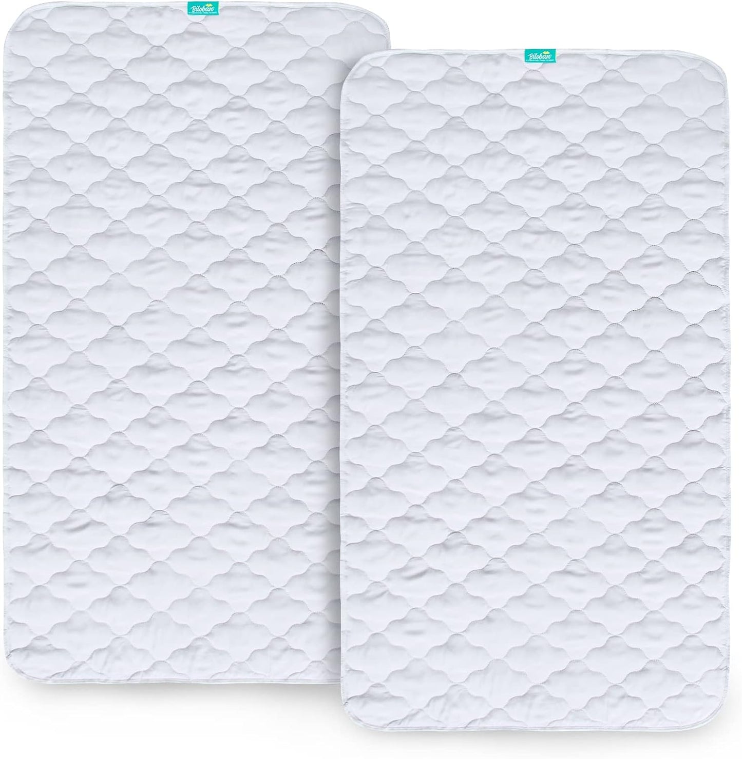 Waterproof Crib Mattress Protector Pad Cover 2 Pack 28" x 52", Anti Slip & Absorbent Waterproof Bed Pads for Standard Crib/Toddler Bed Quilted Machine Washable (Quilted Improved Thickness) White